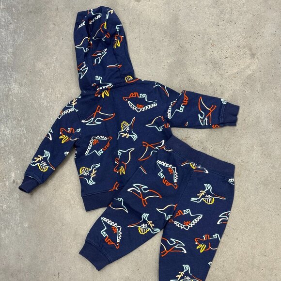 Carter’s Baby Boys Dinosaur Hoodie & Jogger Set | Size 9M | Like New - Picture 2 of 3